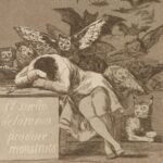 Artwork of sleeping person called "The Sleep of Reason Produces Monsters" by Goya