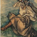 Pastel painting of a woman dancing called "Dance in Ukrainian Dress" by Edgar Degas