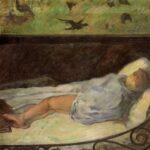 Painting of a young girl sleeping called "Study of a Child Asleep" by Paul Gauguin