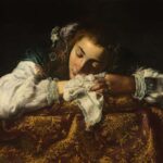 Painting of a young girl sleeping called "Sleeping Girl" by Domenico Fetti